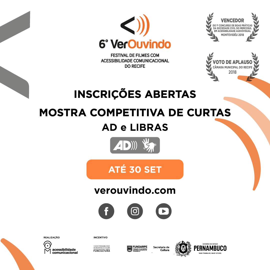 Inscreva seu curta com audiodescrição e ou com Libras na mostra competitiva